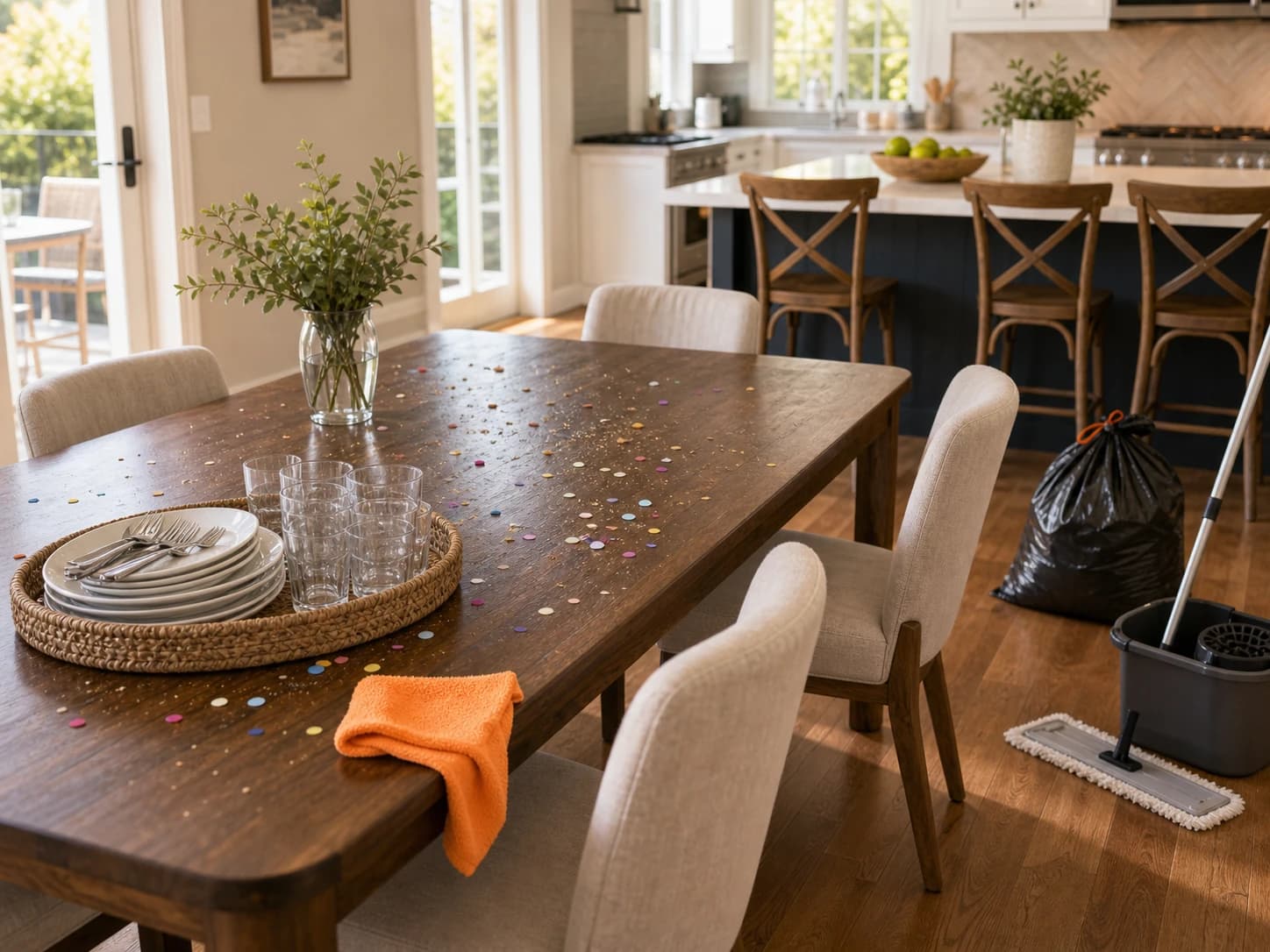 Professional post-event cleanup in a Charleston home