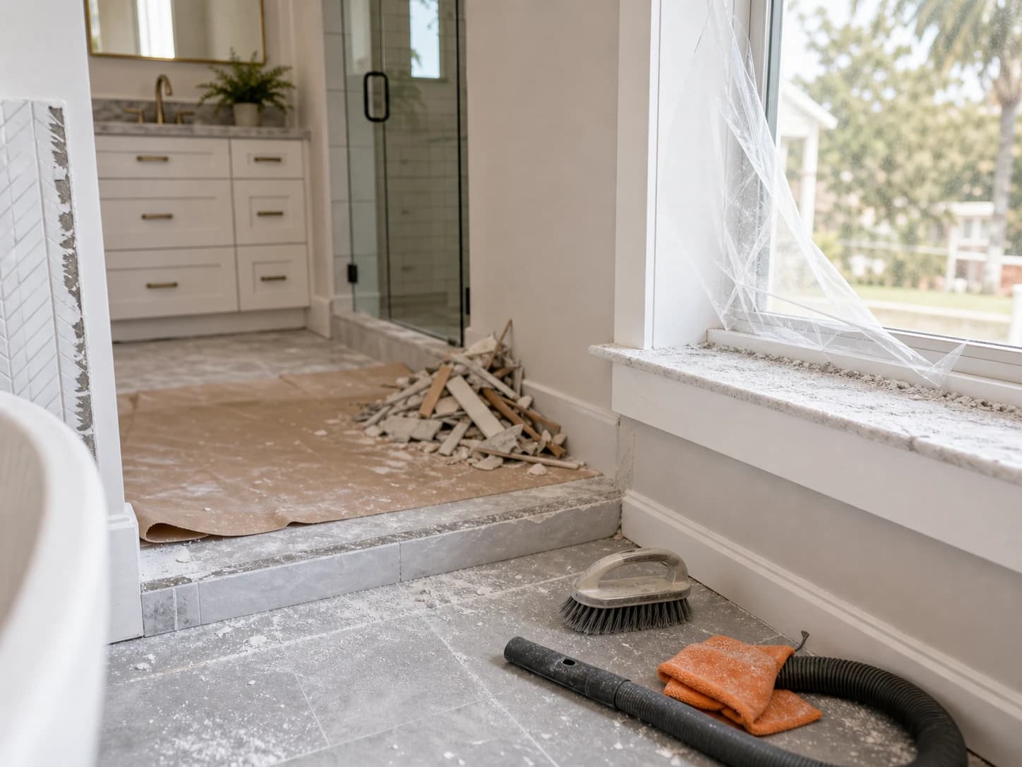Professional post-construction cleaning in a Charleston home